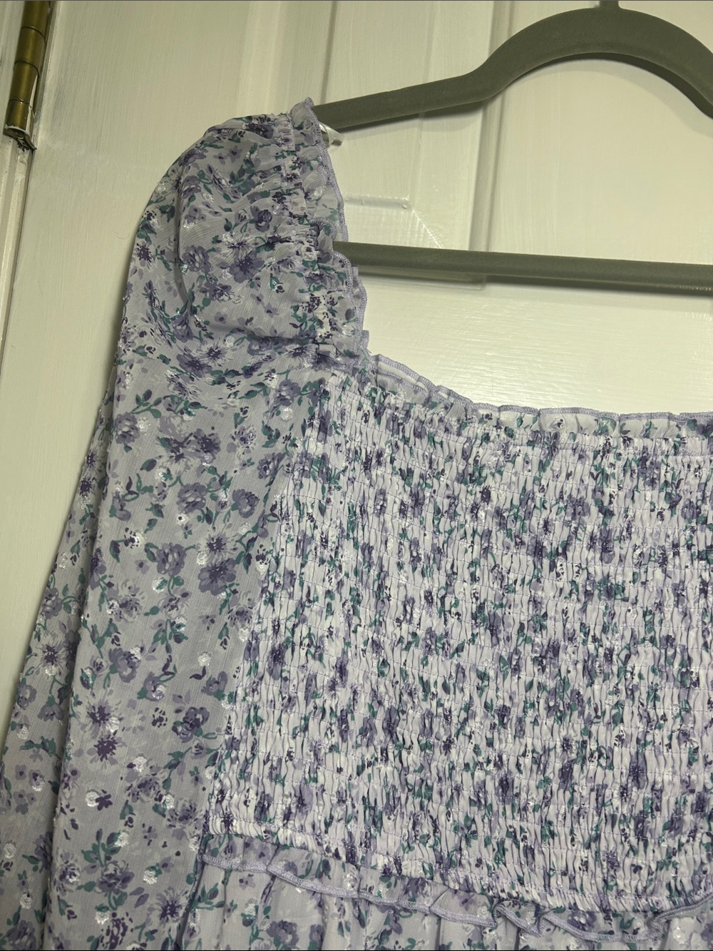 Altar’d State, Lavender Floral Smocked Dress, Size L - Picture 8 of 13